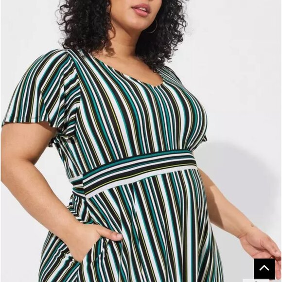 TORRID Midi Crepe Studio Knit Flutter Sleeve Dress Sz 3(3x) 22-24 NWT - Picture 3 of 15